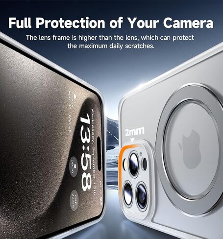 حافظة MAGIC JOHN لهاتف iPhone 15 Pro Max [متوافقة مع Magsafe] [مع حامل معدني مغناطيسي مخفي قابل للدوران 360 درجة] [حماية الكاميرا] [مقاوم للصدمات من الدرجة العسكرية] غير قابل للانزلاق، أسود in Saudi Arabia
