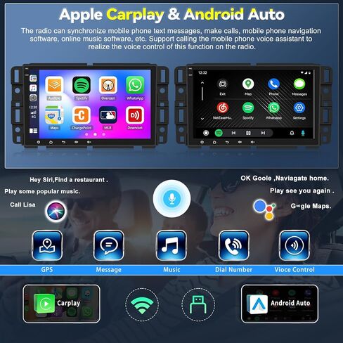 2+64G Android Car Stereo for Chevrolet/GMC/Buick/Hummer with Carplay Android Auto Mirror Link 8 inch Touchscreen FM RDS HiFi Bluetooth WiFi GPS+Camera & MIC in Saudi Arabia