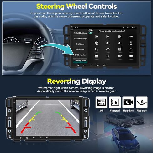 2+64G Android Car Stereo for Chevrolet/GMC/Buick/Hummer with Carplay Android Auto Mirror Link 8 inch Touchscreen FM RDS HiFi Bluetooth WiFi GPS+Camera & MIC in Saudi Arabia