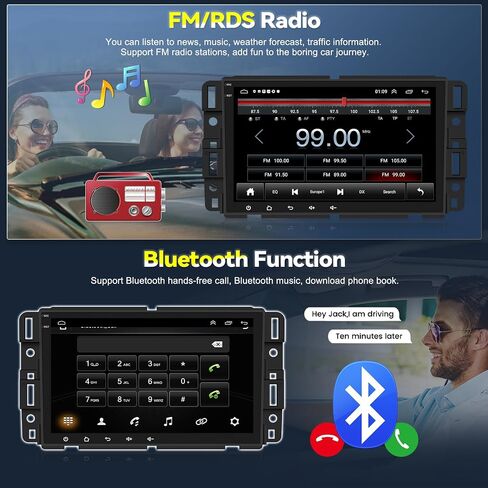2+64G Android Car Stereo for Chevrolet/GMC/Buick/Hummer with Carplay Android Auto Mirror Link 8 inch Touchscreen FM RDS HiFi Bluetooth WiFi GPS+Camera & MIC in Saudi Arabia