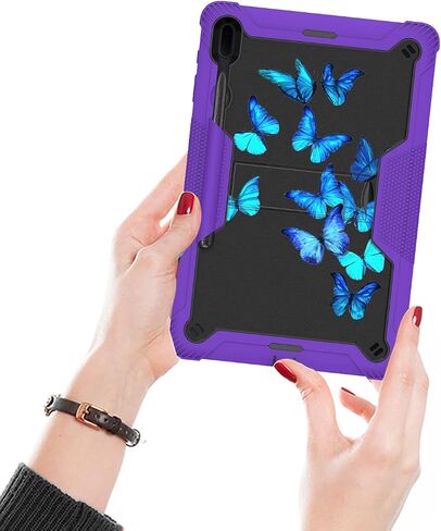 for Samsung Galaxy Tab S8 Plus/S8+ SM-X800/X806 2022/Galaxy Tab S7 FE SM-T730/T735 2021/Tab S7 Plus 2020 12.4’’, Shockproof Galaxy Tab S8 Plus Case with S Pen Holder Kickstand, Purple Butterfly in Saudi Arabia