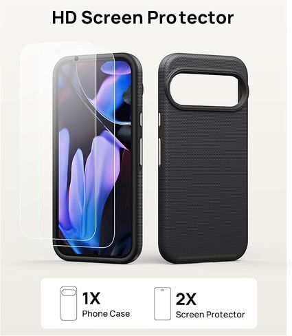 Vihibii for Google Pixel 9 Pro XL Case with [2X Screen Protector], Non-Slip Texture, Shockproof Silicone Inner Case & Rugged Outer Cover [Double Layer Protection] Phone Case for Pixel 9 Pro XL, Green in Kuwait