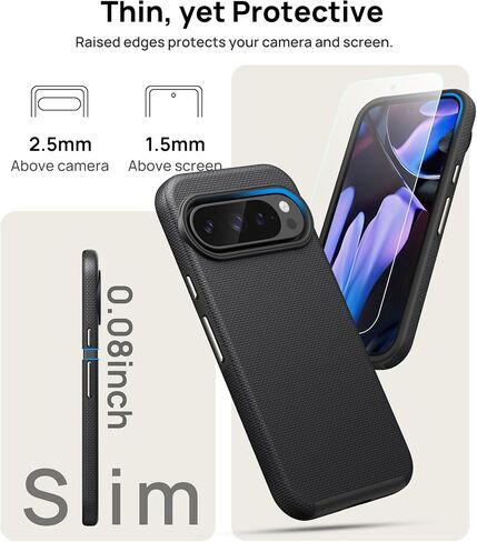 Vihibii for Google Pixel 9 Pro XL Case with [2X Screen Protector], Non-Slip Texture, Shockproof Silicone Inner Case & Rugged Outer Cover [Double Layer Protection] Phone Case for Pixel 9 Pro XL, Green in Kuwait