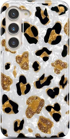 حافظة J.west Galaxy S23 Plus 5G 6.6 بوصة، لامعة فاخرة وشفافة شفافة أوبال لؤلؤية رقيقة تصميم لامع طباعة غطاء سيليكون ناعم للنساء الفتيات حافظة هاتف واقية نحيفة من مادة TPU ملونة in Saudi Arabia