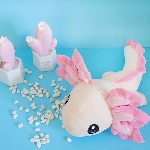 لعبة Axolotl القطيفة، 35.56 سم حيوان Axolotl المحشو، هدايا دمية قطيفة السلمندر Axolotl للأولاد والبنات وأعياد الميلاد والكريسماس والعام الجديد (أزرق + أسود) in Kuwait