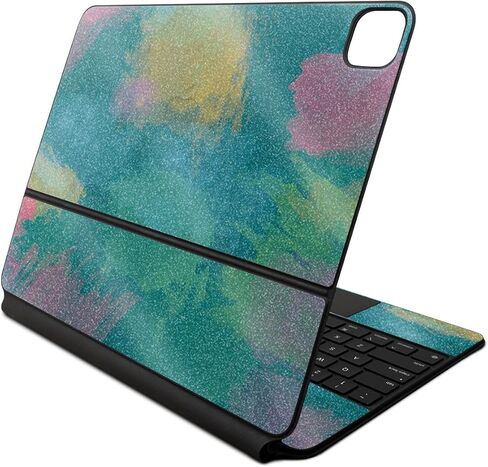 Glossy Glitter Skin Compatible with Apple Magic Keyboard for iPad Air 13-inch (M2) 2024 - Watercolor Blue - Premium 3M Vinyl Protective Decal Cover - Easy to Apply | Crafted in The USA by MightySkins in Saudi Arabia