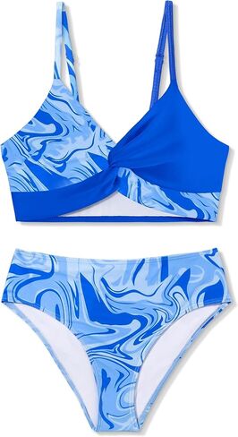 Girls Swimsuit,Swimsuits for Teens Twist Cross Tropical Floral and Pattern Teen Bathing Suits for Girls 12-14 Two Piece in Saudi Arabia