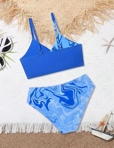 Girls Swimsuit,Swimsuits for Teens Twist Cross Tropical Floral and Pattern Teen Bathing Suits for Girls 12-14 Two Piece in Saudi Arabia
