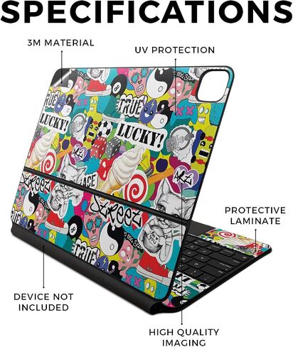 Skin Compatible with Apple Magic Keyboard for iPad Air 13-inch (M2) 2024 - Sticker Bomb - Premium 3M Vinyl Protective Wrap Decal Cover - Easy to Apply | Crafted in The USA by MightySkins in Saudi Arabia