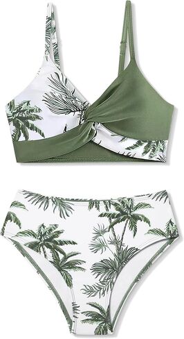 Girls Swimsuit,Swimsuits for Teens Twist Cross Tropical Floral and Pattern Teen Bathing Suits for Girls 12-14 Two Piece in Saudi Arabia