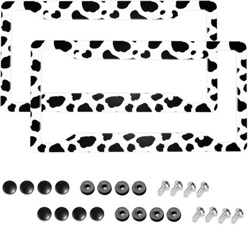 Leopard Print License Plate Frame 2 Packs Black Cheetah Aluminum Metal License Plate Holder, Weather Proof, Rust-Proof Universal Size in Saudi Arabia