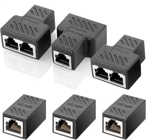 6 قطع RJ45 مقرنة، مقسم 1 إلى 2 منفذ T محول إيثرنت مقرنة محول شبكة إيثرنت مجموعة مشاركة كابل لجهاز التوجيه TV Box Camera PC Lapop in Saudi Arabia