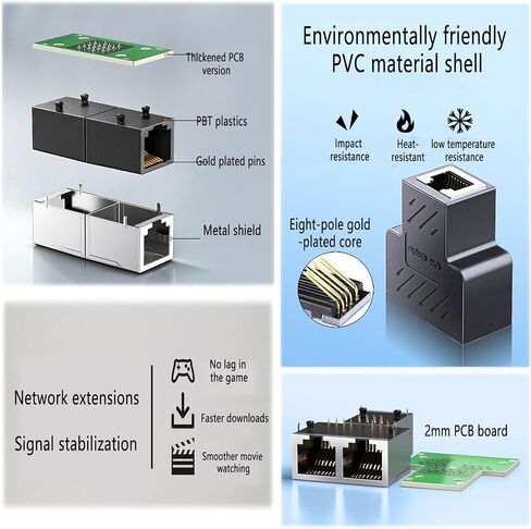 6 قطع RJ45 مقرنة، مقسم 1 إلى 2 منفذ T محول إيثرنت مقرنة محول شبكة إيثرنت مجموعة مشاركة كابل لجهاز التوجيه TV Box Camera PC Lapop in Saudi Arabia
