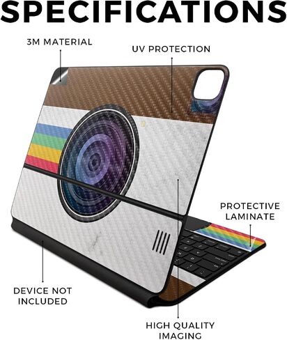 Carbon Fiber Skin Compatible with Apple Magic Keyboard for iPad Air 13-inch (M2) 2024 - Vintage Polaroid - Premium 3M Vinyl Protective Decal Cover - Easy to Apply | Crafted in The USA by MightySkins in Saudi Arabia