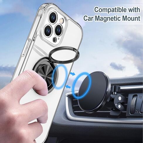 Hython Case for iPhone 13 Pro Case with Ring Stand, 360° Rotatable Ring Holder Magnetic Kickstand, Plating Rose Gold Soft TPU Bumper Camera Protection Shockproof Protective Phone Cases Cover, White in Saudi Arabia