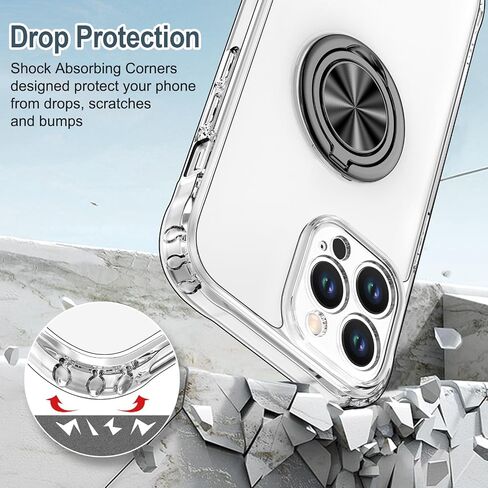 Hython Case for iPhone 13 Pro Case with Ring Stand, 360° Rotatable Ring Holder Magnetic Kickstand, Plating Rose Gold Soft TPU Bumper Camera Protection Shockproof Protective Phone Cases Cover, White in Saudi Arabia