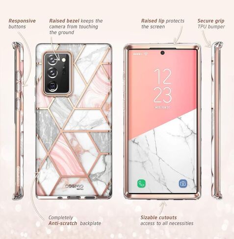 i-Blason Cosmo Series Case Designed for Galaxy Note 20 Ultra 5G (2020 Release), Protective Bumper Marble Design Without Built-in Screen Protector (Marble) in Saudi Arabia