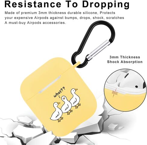 JOYLAND Cute Ducks Case for AirPods 2 & 1 with Keychain, Kawaii Design Soft Yellow Silicone Shockproof Protective Portable Earphone Cover, for Apple AirPods 2nd 1st Generation Charging Case in Kuwait