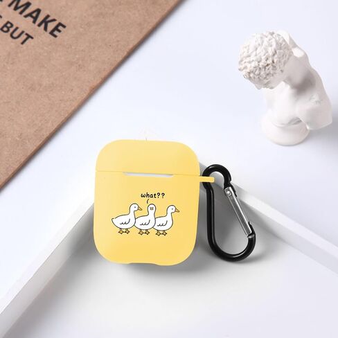 JOYLAND Cute Ducks Case for AirPods 2 & 1 with Keychain, Kawaii Design Soft Yellow Silicone Shockproof Protective Portable Earphone Cover, for Apple AirPods 2nd 1st Generation Charging Case in Kuwait