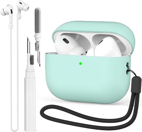 Silicone Case Compatible with AirPods Pro 2nd Generation Cover AirPods Pro 2 Case with Magnetic Anti-Lost Strap and Cleaner Kit (Black) in Kuwait