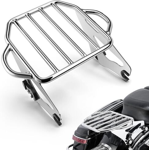Amazicha Detachable Two UP Luggage Rack Motorcycle Rear Mounting Rack Compatible for Harley Touring Street Glide Electra Glide Road King 2009-2024 (Gloss Black) in Saudi Arabia