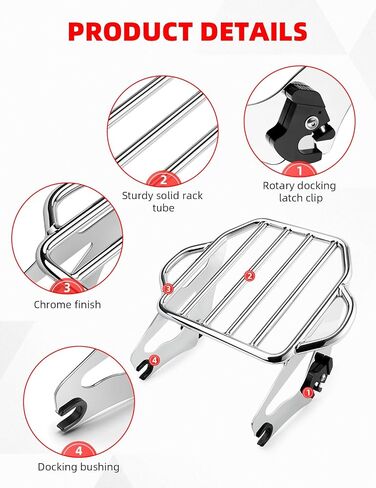 Amazicha Detachable Two UP Luggage Rack Motorcycle Rear Mounting Rack Compatible for Harley Touring Street Glide Electra Glide Road King 2009-2024 (Gloss Black) in Saudi Arabia
