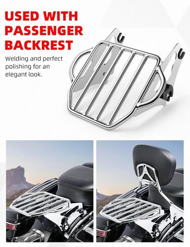 Amazicha Detachable Two UP Luggage Rack Motorcycle Rear Mounting Rack Compatible for Harley Touring Street Glide Electra Glide Road King 2009-2024 (Gloss Black) in Saudi Arabia