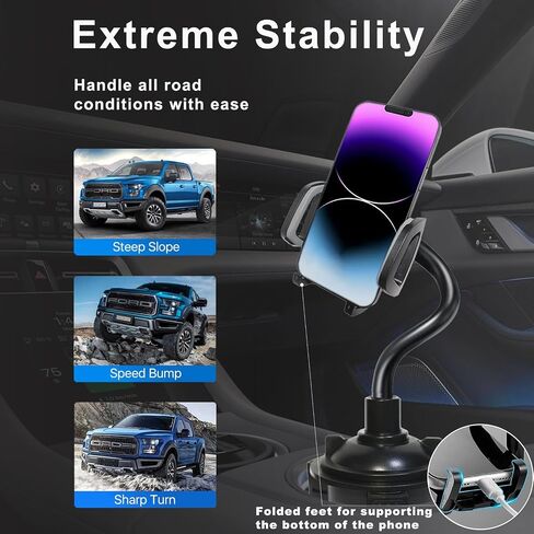 Cup Holder Phone Mount for Car, Universal [No Shaking] Car Cup Holder Phone Mount for Car Truck Fit for iPhone, Samsung & All Cell Phones in Saudi Arabia