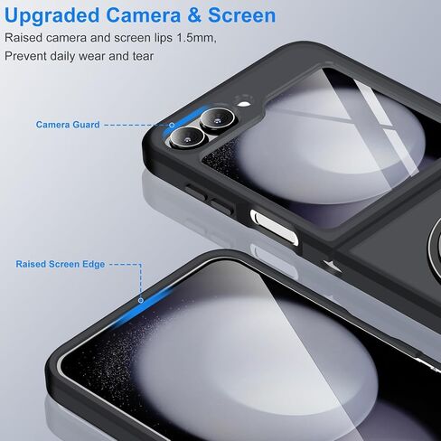 Magnetic Case for Samsung Galaxy Z Flip 5 Compatible with Magsafe, Flip 5 Case with Kickstand, Slim&Silky Matte Translucent Back TPU Hinge Shockproof Protective Case for Z Flip5 5G (Black) in Saudi Arabia