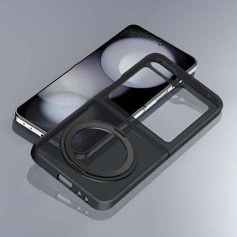 Magnetic Case for Samsung Galaxy Z Flip 5 Compatible with Magsafe, Flip 5 Case with Kickstand, Slim&Silky Matte Translucent Back TPU Hinge Shockproof Protective Case for Z Flip5 5G (Black) in Saudi Arabia