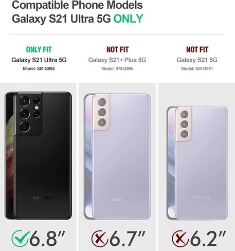Poetic Guardian Case [6FT Mil-Grade Drop Tested] Designed for with Samsung Galaxy S21 Ultra 5G 6.8", Built-in Screen Protector Work with Fingerprint ID, Full Body Shockproof Case, Black/Clear in Saudi Arabia