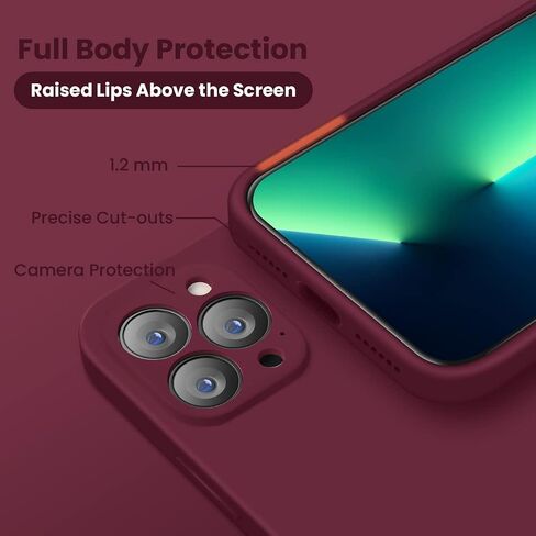 Cordking Designed for iPhone 13 Pro Case, Silicone Full Cover [Enhanced Camera Protection] Shockproof Protective Phone Case with [Soft Anti-Scratch Microfiber Lining], 6.1 inch, Plum in Saudi Arabia