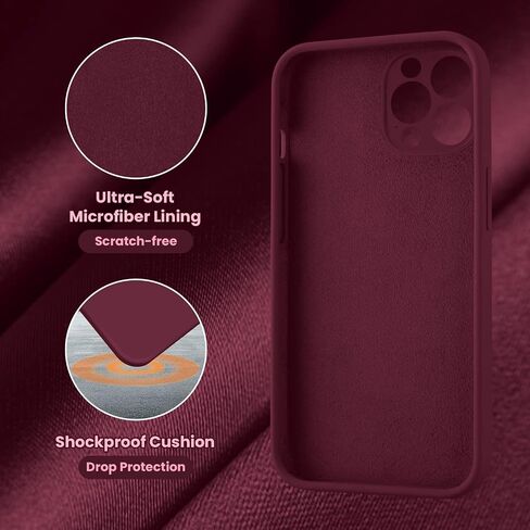 Cordking Designed for iPhone 13 Pro Case, Silicone Full Cover [Enhanced Camera Protection] Shockproof Protective Phone Case with [Soft Anti-Scratch Microfiber Lining], 6.1 inch, Plum in Saudi Arabia