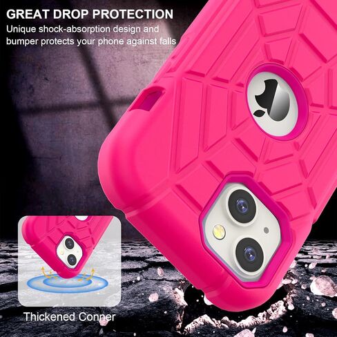 حافظة Grifobes لهاتف iPhone 14 2022 / iPhone 13 2021 (6.1 بوصة)، غطاء مطاطي من السيليكون السميك 3 في 1 شديد التحمل مقاوم للصدمات لهاتف i Phone 6.1 بوصة للأطفال والأولاد والرجال (أحمر + أزرق) in Saudi Arabia