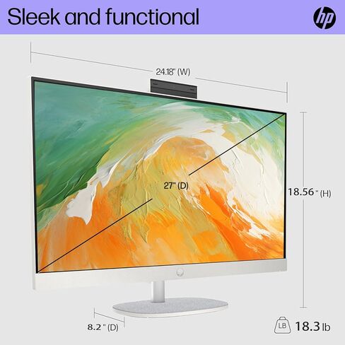 كمبيوتر HP Pavilion 27 بوصة QHD i7 RTX 3050 الكل في واحد، 27 بوصة QHD، Intel i7-13700T، NVIDIA GeForce RTX 3050، ذاكرة الوصول العشوائي 64 جيجابايت، 2 تيرابايت SSD، Wi-Fi 6، Windows 11 Home، أبيض، مع 512 SSD خارجي باقة in Saudi Arabia