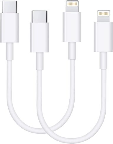 Short USB C to Apple Charger Cable, 2 Pack Short Charging Cable Compatible with iPhone 14 13 13 Pro 12 Pro Max 12 11 X XS XR 8 Plus, AirPods Pro and More(0.75ft/9inch/23cm) in Kuwait