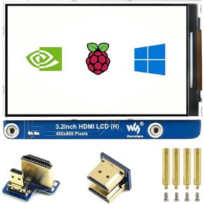 waveshare 3.2inch IPS LCD Display (H) for Raspberry Pi 4B/3B+/3B/2B/Zero/Zero W/Zero WH and Jetson Nano and Windows 11/10/8.1/8/7, 480×800 Pixel, Adjustable Brightness, No Touch