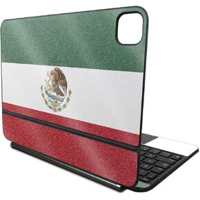 Glossy Glitter Skin Compatible with Apple Magic Keyboard for iPad Pro 11‑inch (M4) 2024 - Mexican Flag - Premium 3M Vinyl Protective Decal Cover - Easy to Apply | Crafted in The USA by MightySkins
