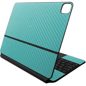 Carbon Fiber Skin Compatible with Apple Magic Keyboard for iPad Air 13-inch (M2) 2024 - Solid Turquoise - Premium 3M Vinyl Protective Decal Cover - Easy to Apply | Crafted in The USA by MightySkins