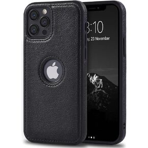 Design Compatible with iPhone 12 & iPhone 12 Pro Case Luxury Leather Business Vintage Slim Non-Slip Soft Grip Shockproof Protective Cover (2020) 6.1 Inch (Brown)