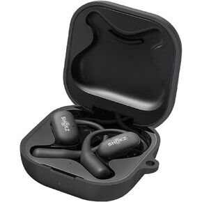 Compatible with SHOKZ OpenFit Case Cover, Lamshaw Soft Silicone Protective Cover with Keychain for Women Men Compatible with SHOKZ OpenFit (Black)