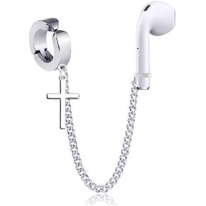 1 Pair Creative Earring Strap Wireless Earphone Holder Connector Unisex Anti-Lost Stainless Steel Earring for AirPods Compatible with 2&1 3/Pro