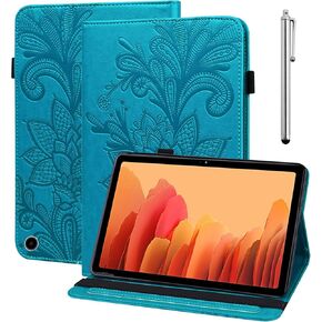 for All-New Kindle Fire HD 10 Tablet Case 13th Generation 2023 Release 10.1", PU Leather Folio Stand Lace Flower Cover with Card Slots for Fire HD10 & HD 10 Plus Tablet 2023 - Blue