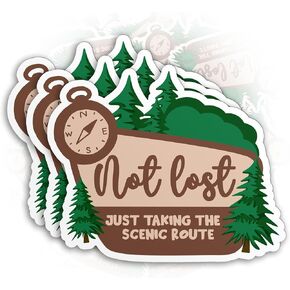Set 3PCS - Not Lost Just Taking The Scenic Route Sticker Outdoorsmen Hike Camp Die-Cut Waterproof Vinyl Sticker for Helmet, Hard Hat Laptop Water Bottle Phone Case Car Decal Birthday Gift (2 Inches)