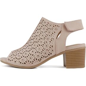 CITYCLASSIFIED “Elect" ~ Women’s Peep Toe Laser Cut Geometric Caged Slingback Ankle Strap Low Stacked Heel Ankle Bootie