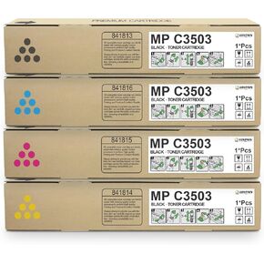 MP C3503 C3003 Toner Cartridge set (4 Pack, 1BK/1C/1M/1Y) - Lovn 841813 841816 841815 841814 Toner Cartridge Replacement for Ricoh Aficio/Lanier/Savin MP C3003 MP C3503 MP C3004 MP C3504 Printer