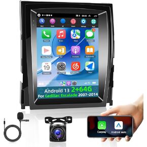[2+64G] Car Radio for Cadillac Escalade 2007-2014 with Wireless Carplay and Android Auto - 9.7 Inch Vertial Touchscreen Android Car Stereo - Hi-Fi/WiFi/GPS/SWC + AHD Backup Camera