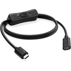 RIITOP USB-C ON Off Cable [3.3FT], USB 3.1 Type-C Male to Female Extension Cable with ON/Off Switch Support Video/Data/PD Charging