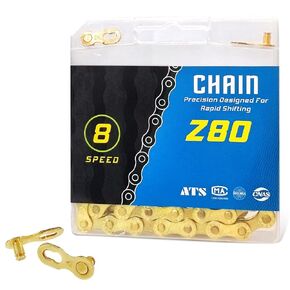 Relwears Bike Chain 6/7/8 Speed, 1/2" x 3/32" 116 Links for Road Bike Mountain Bike, Gold
