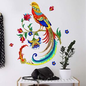 Amaonm Removable 3D DIY Colofrful Flying Birds on The Tree Branches Wall Decals Flower Floral Wall Sticker Peel and Stick Decor for Kids Babys Boys Girls Bedroom Nursery Room Living Room (Phoenix) in Kuwait